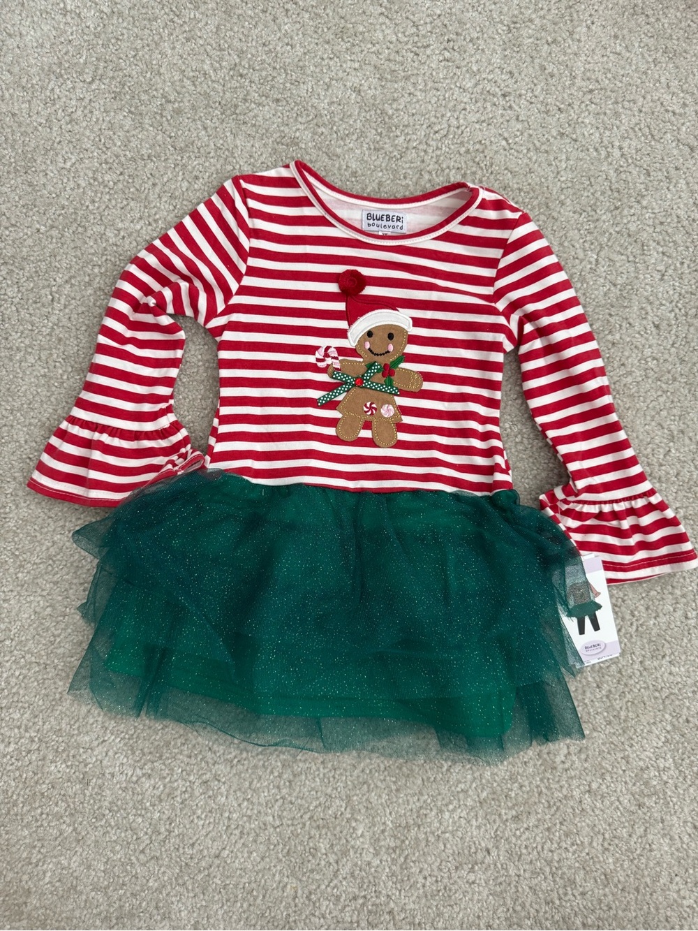 Blueberi Boulevard Girls Christmas Gingerbread Tutu Top NWT